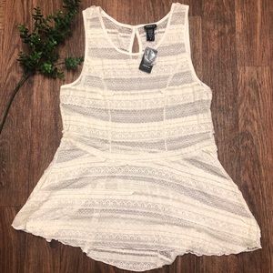 Torrid Cream Lace Sleeveless Top